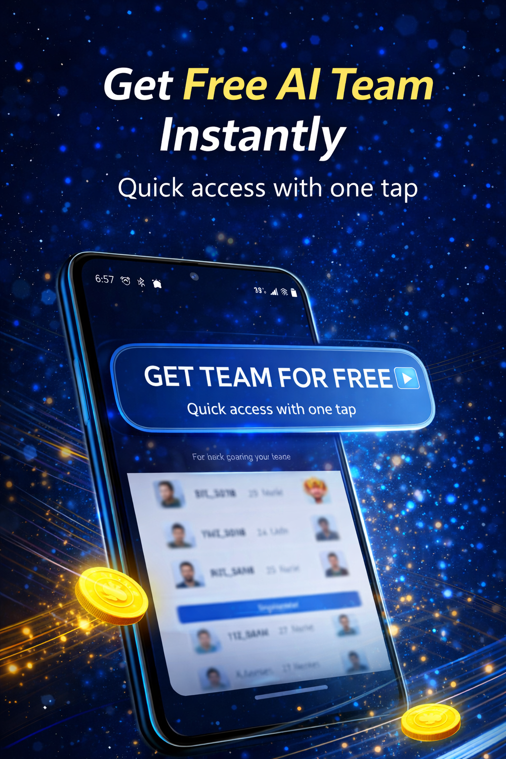 AI Dream Team copy team screen for fantasy apps