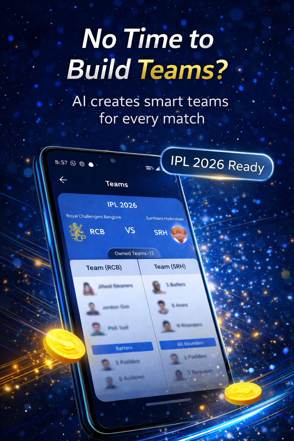 AI Dream Team free fantasy cricket app screenshot